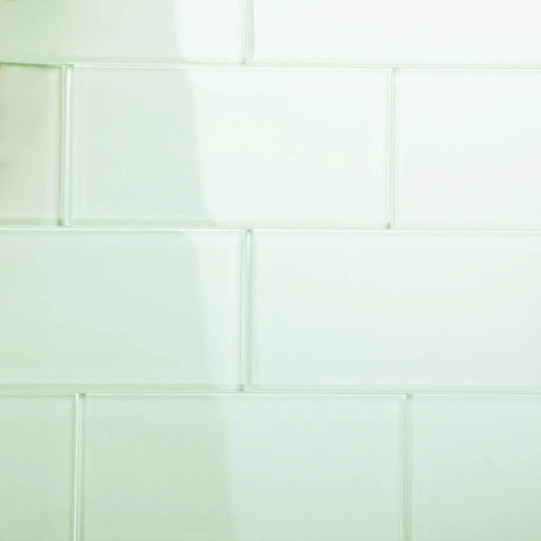 Giorbello (Sample) 3x6 glass subway tiles Winter Sage 3-in x 6-in Glossy Glass Brick Subway Wall Tile, photo 2 of 6