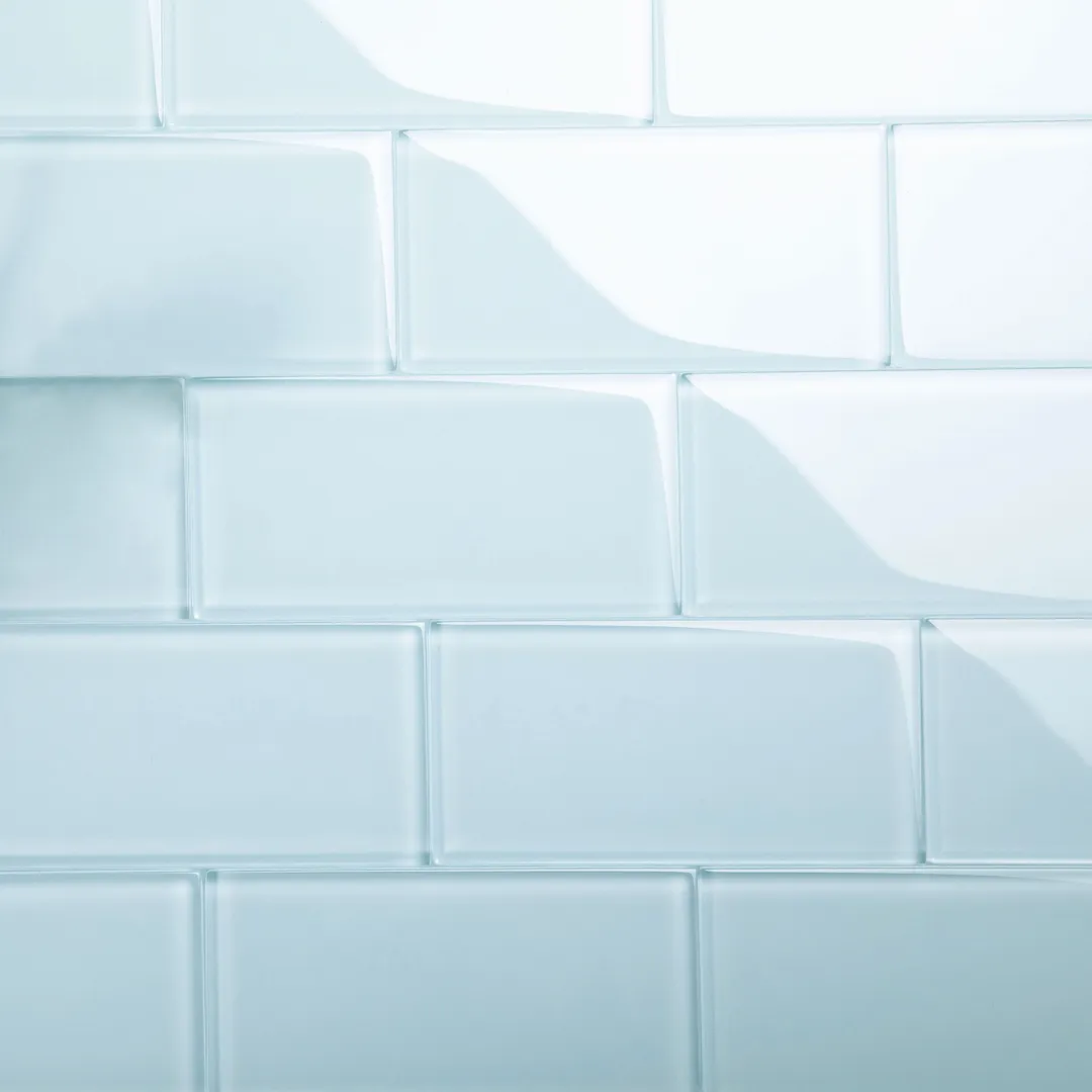 Giorbello (Sample) 3x6 glass subway tiles Morning Sky Blue 3-in x 6-in Glossy Glass Brick Subway Wall Tile, photo 2 of 6