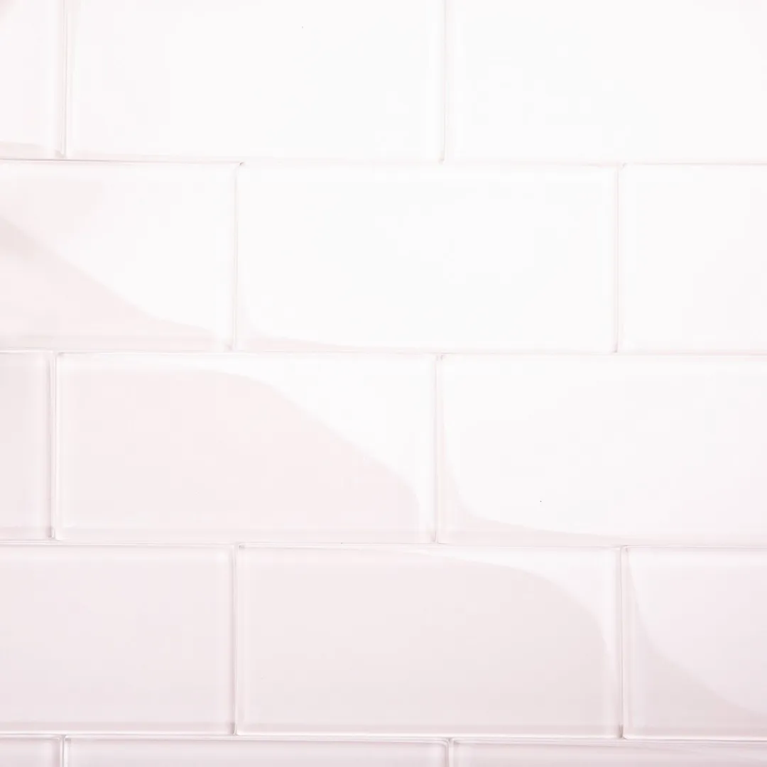 Giorbello (Sample) 3x6 glass subway tiles Rose Pale Pink 3-in x 6-in Glossy Glass Brick Subway Wall Tile, photo 5 of 6