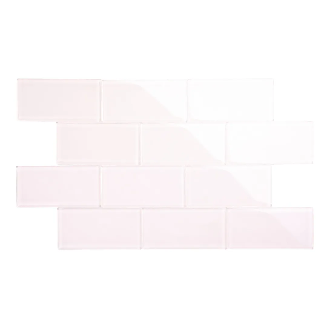 Giorbello Classic Premium Rose Pale Pink 3-in x 6-in Glossy Glass Subway Wall Tile (5-sq. ft/ Carton), photo 2 of 7