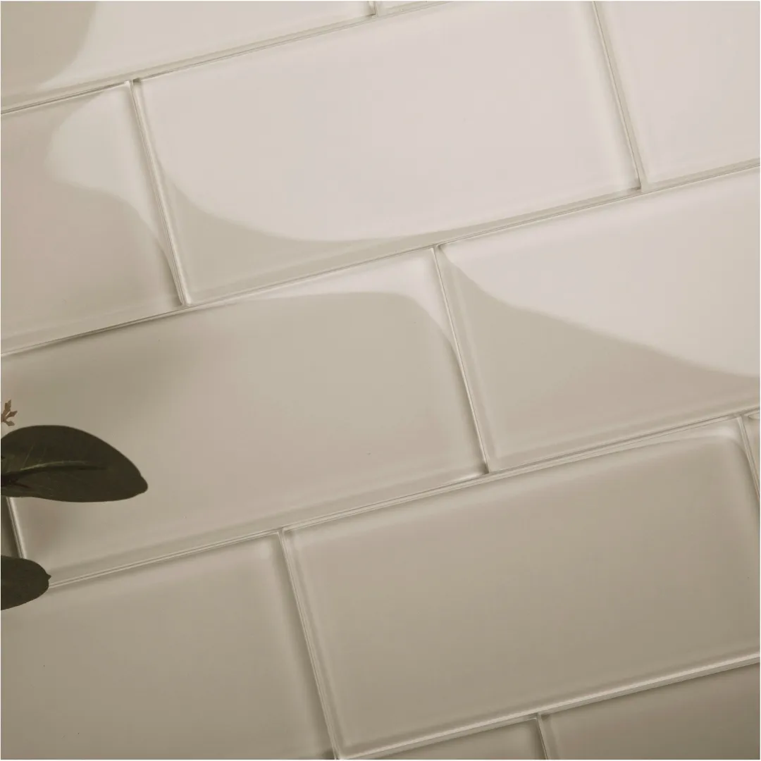Giorbello (Sample) 3x6 Glass Subway Tiles Light Taupe 3-in x 6-in Glossy Glass Brick Subway Wall Tile, photo 3 of 6