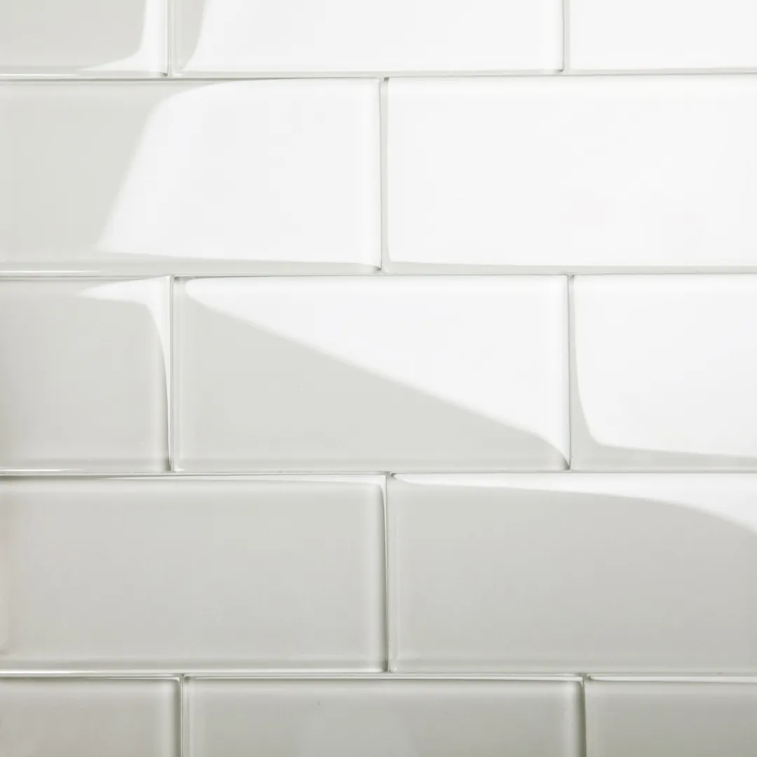 Giorbello (Sample) 3x6 Glass Subway Tiles Light Gray 3-in x 6-in Glossy Glass Brick Subway Wall Tile, photo 2 of 5