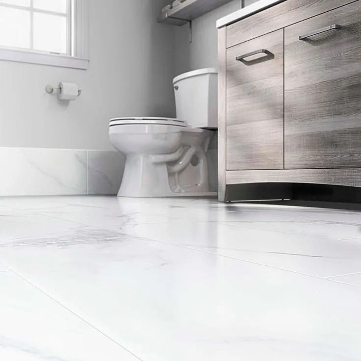 Style Selections Calacatta White 12-in x 24-in Matte Porcelain Marble Look Floor Tile, photo 5 of 5