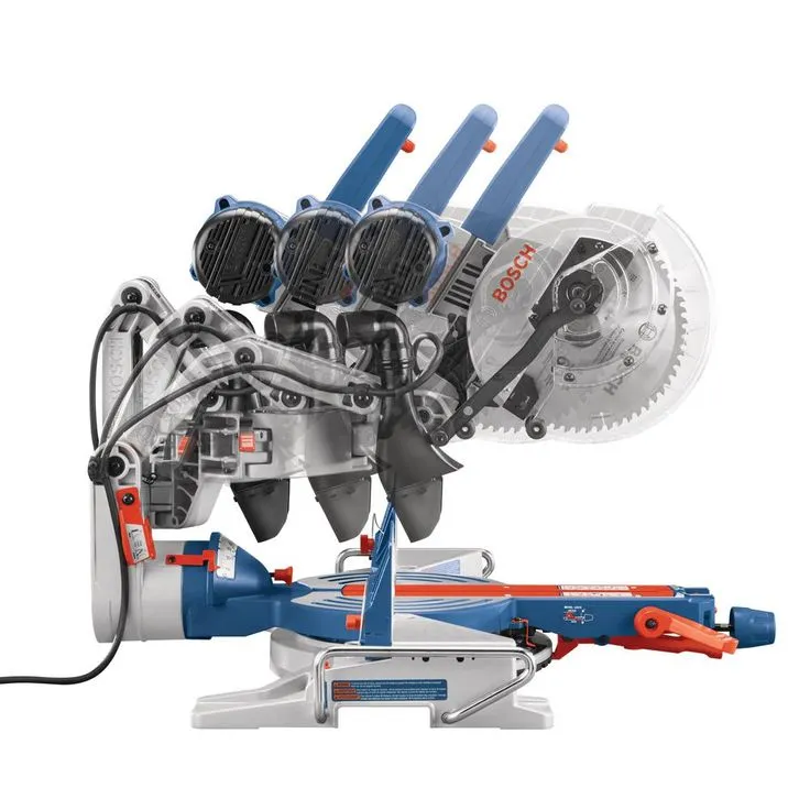 Bosch 15 Amp Corded 10 in. Dual-Bevel Sliding Glide Miter Saw with 60-Tooth Saw Blade with Bonus 32-1/2 in. Folding Leg Stand, photo 5 of 6