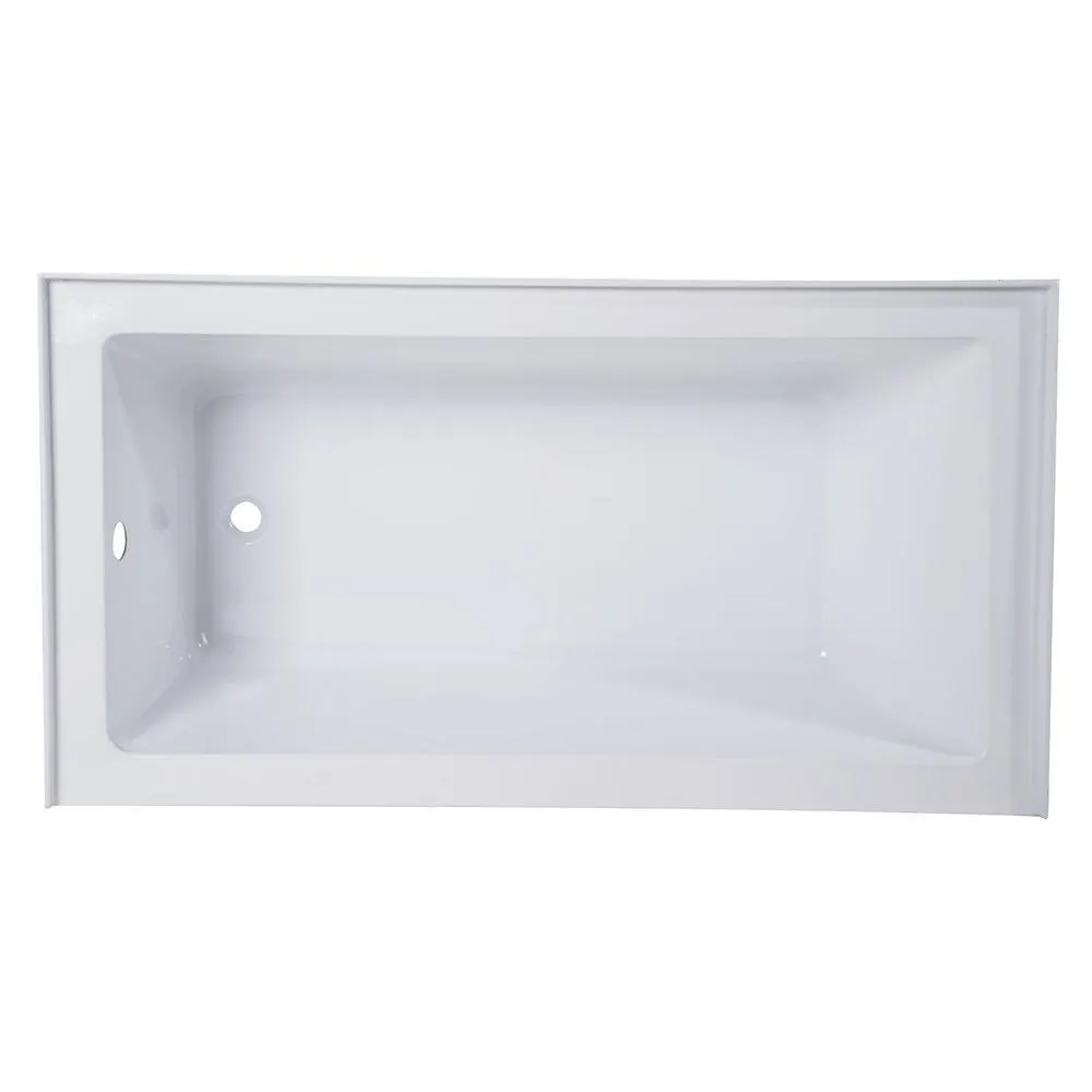 Aqua Eden Jenny 54 in. Acrylic Left-Hand Drain Rectangular Alcove Bathtub in White, photo 3 of 9