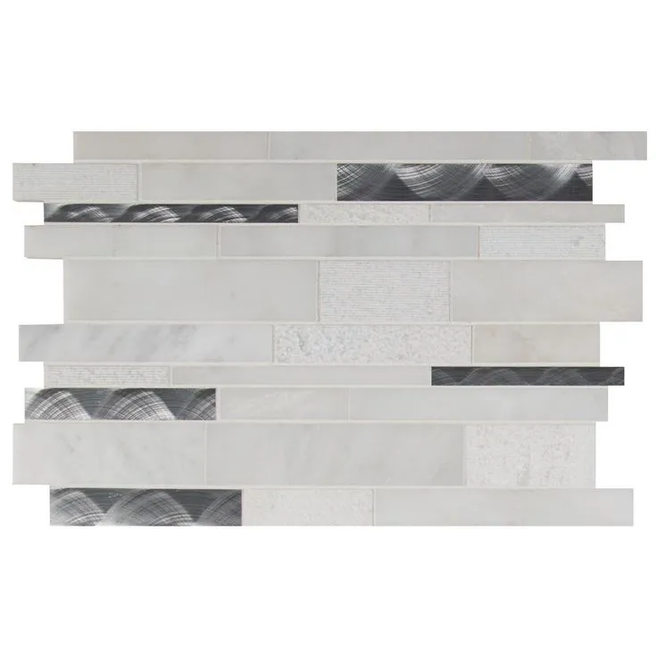 MSI Moderno Blanco Interlocking 12 in. x 18 in. x 8 mm Metal Stone Blend Mesh-Mounted Mosaic Tile (15 sq. ft. / case), photo 7 of 11