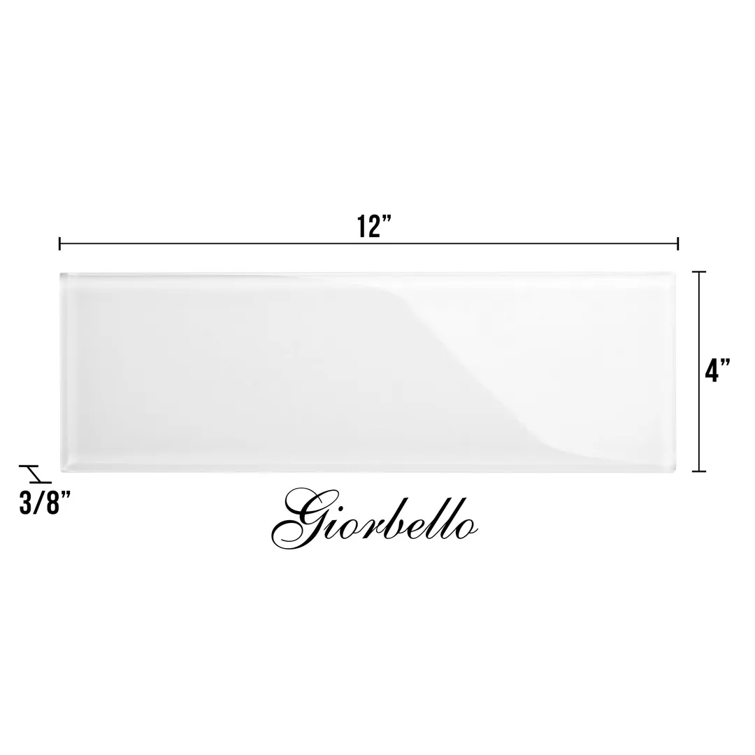 Giorbello 4x12 glass subway tiles Bright White 4-in x 12-in Glossy Glass Subway Wall Tile (5-sq. ft/ Carton), photo 7 of 7