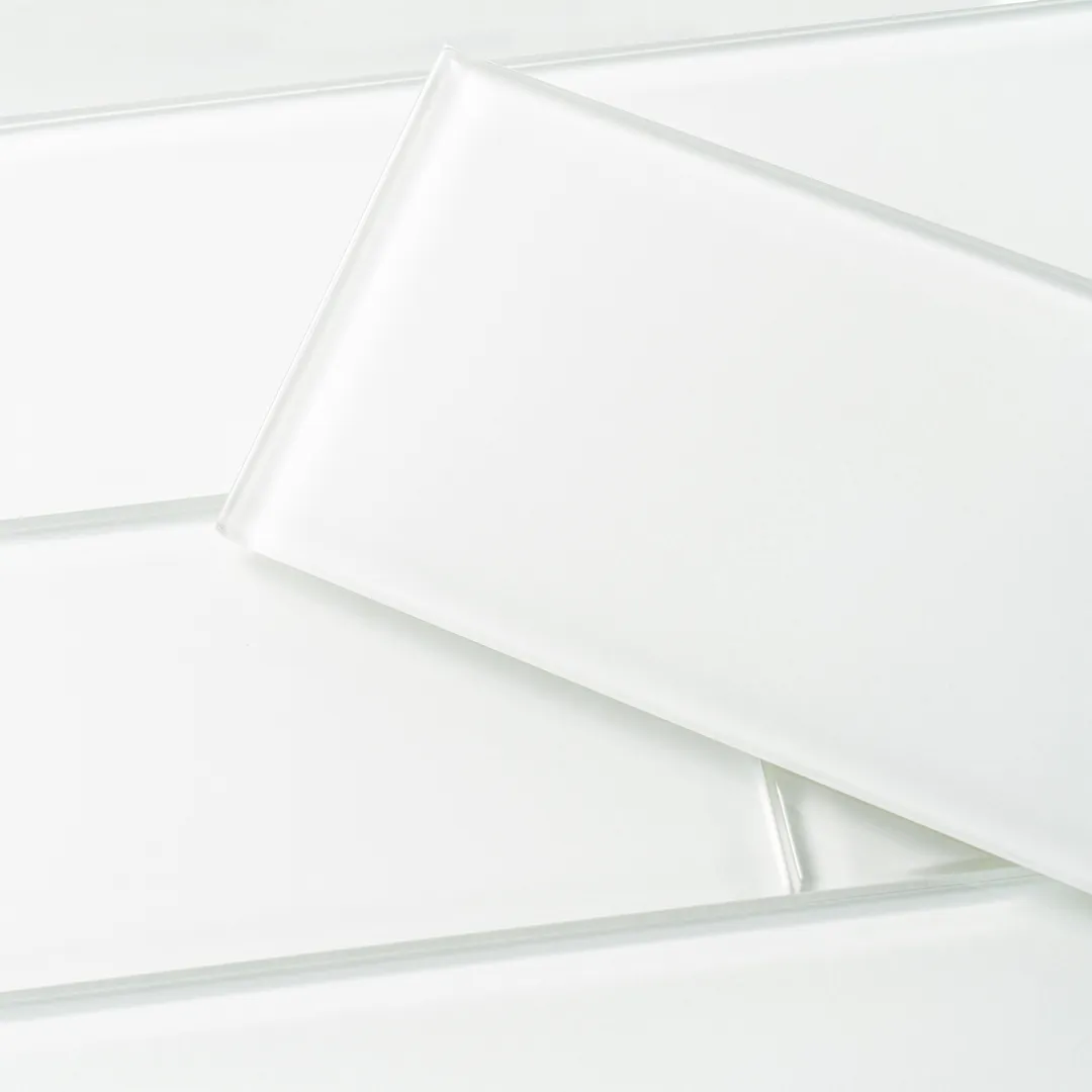 Giorbello (Sample) 4x12 Glass Subway Tiles Bright White 4-in x 12-in Glossy Glass Brick Subway Wall Tile, photo 2 of 5