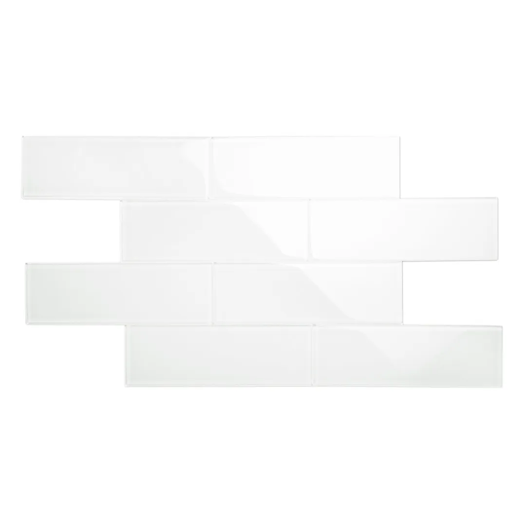 Giorbello 4x12 glass subway tiles Bright White 4-in x 12-in Glossy Glass Subway Wall Tile (5-sq. ft/ Carton), photo 2 of 7