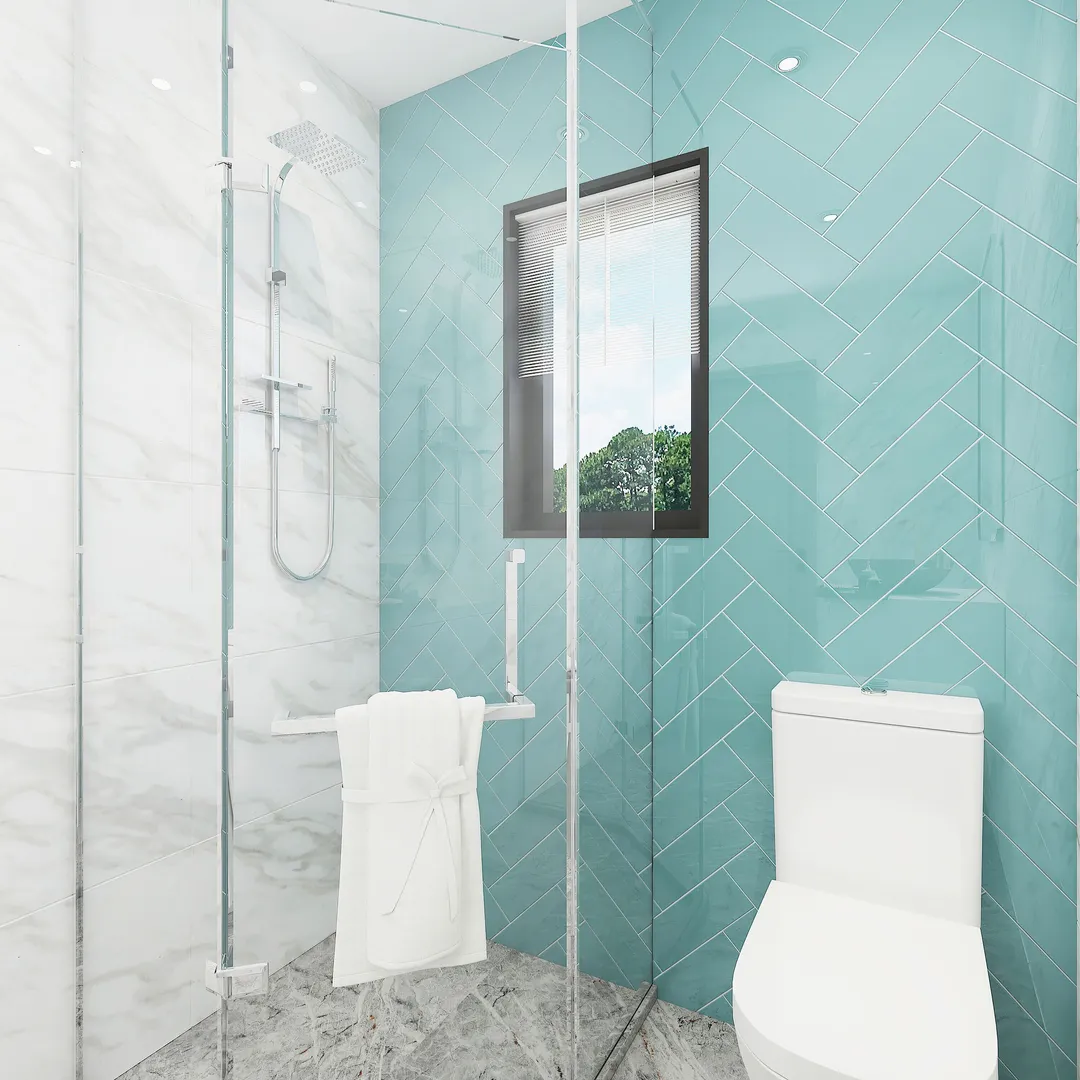 Giorbello Classic Premium Teal 4-in x 12-in Glossy Glass Subway Wall Tile (5-sq. ft/ Carton), photo 4 of 7