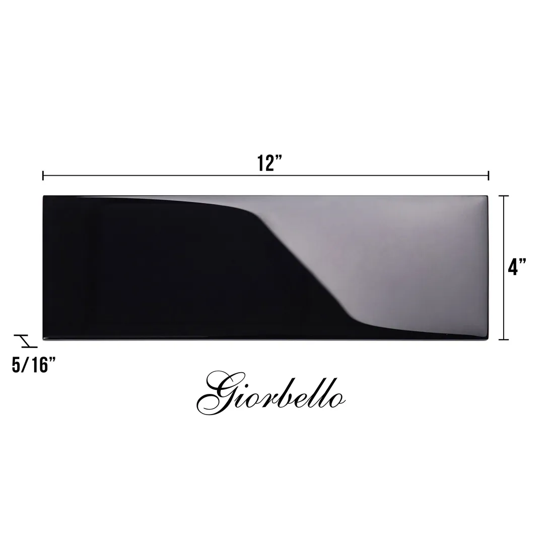 Giorbello Classic Premium Black 4-in x 12-in Glossy Glass Subway Wall Tile (5-sq. ft/ Carton), photo 7 of 7