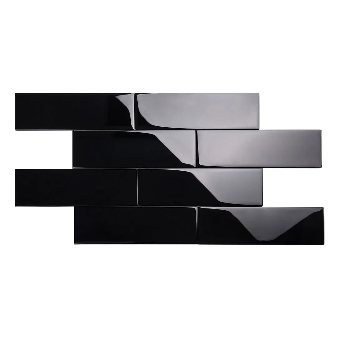 Giorbello Classic Premium Black 4-in x 12-in Glossy Glass Subway Wall Tile (5-sq. ft/ Carton), photo 2 of 7