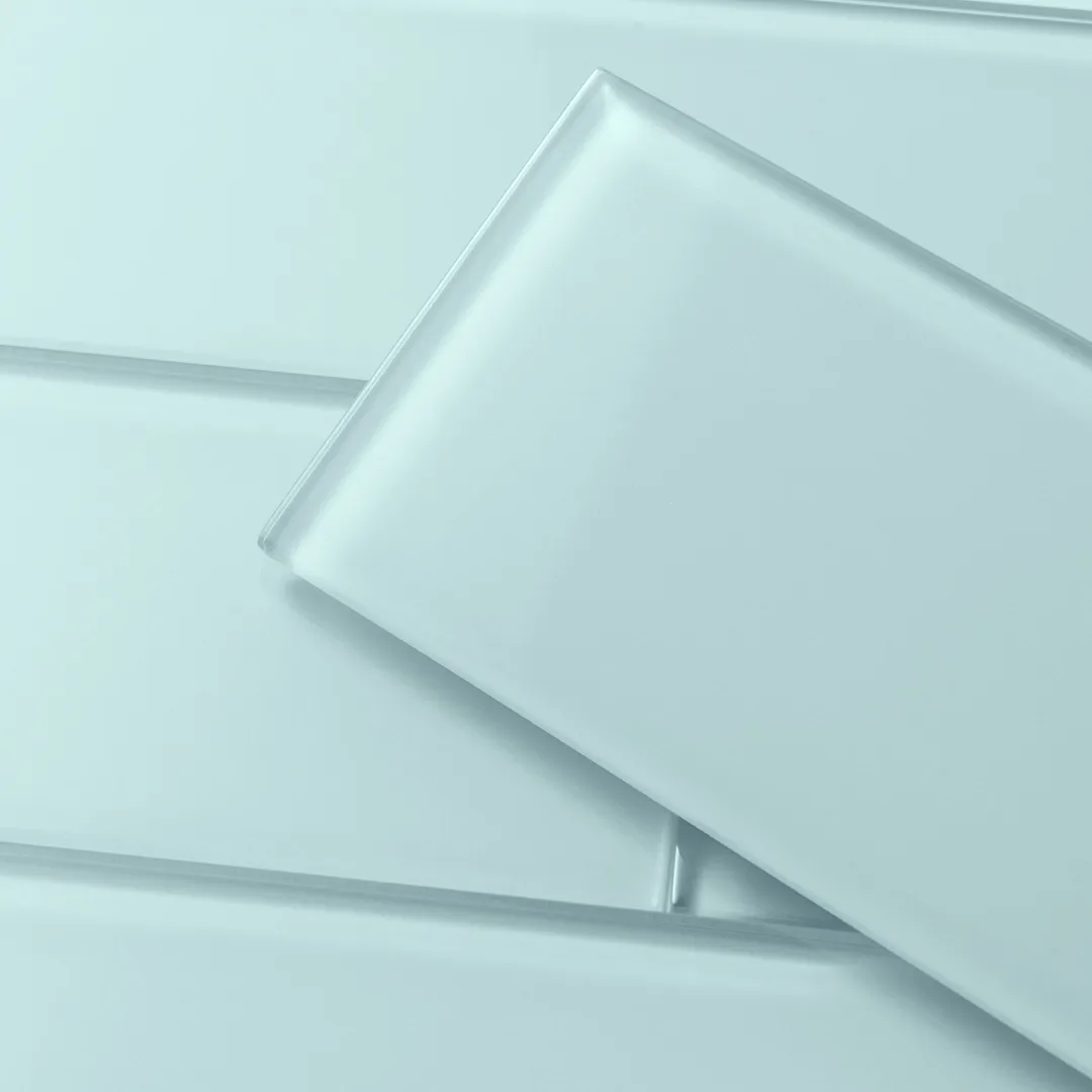 Giorbello (Sample) 4x12 glass subway tiles Baby Blue 3-in x 6-in Glossy Glass Brick Subway Wall Tile, photo 2 of 5