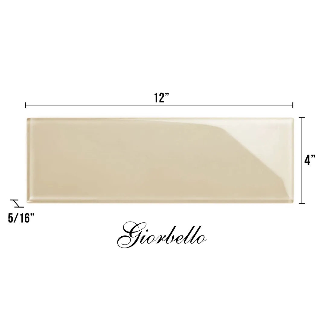 Giorbello Classic Premium Light Taupe 4-in x 12-in Glossy Glass Subway Wall Tile (5-sq. ft/ Carton), photo 7 of 7