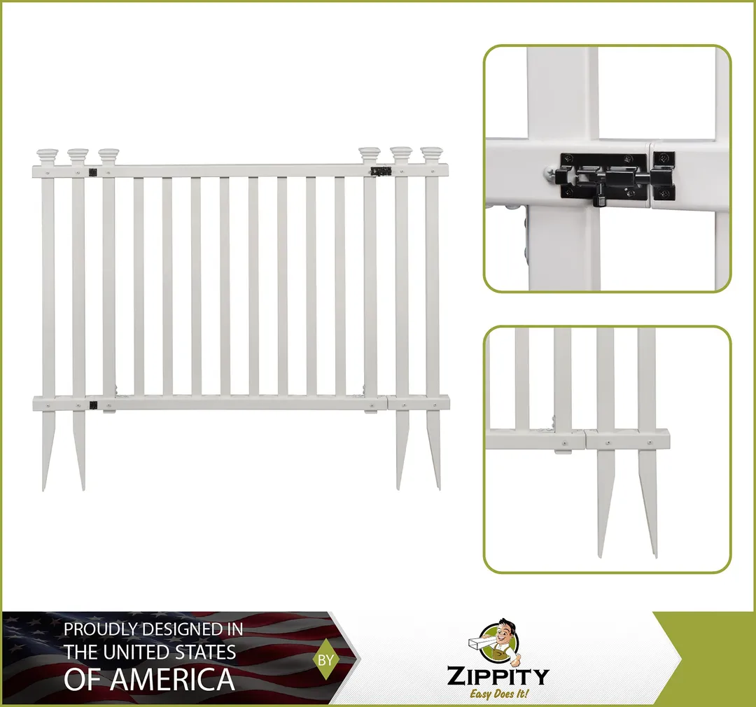 Zippity Outdoor Products Baskenridge 3-ft H x 4.25-ft W White Vinyl Flat-top Fence Gate Kit (Unassembled), photo 3 of 6