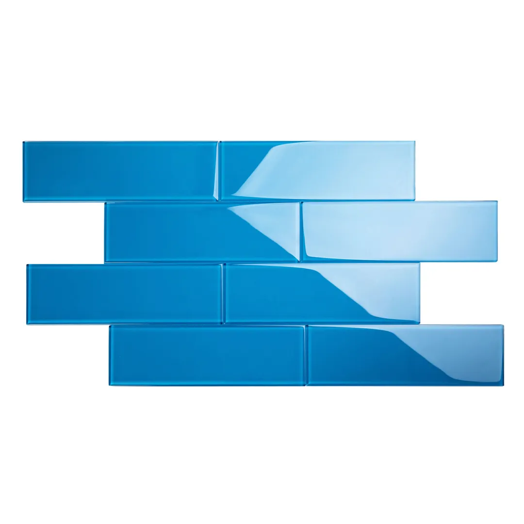 Giorbello Classic Premium Mediterranean Blue 4-in x 12-in Glossy Glass Subway Wall Tile (5-sq. ft/ Carton), photo 2 of 7