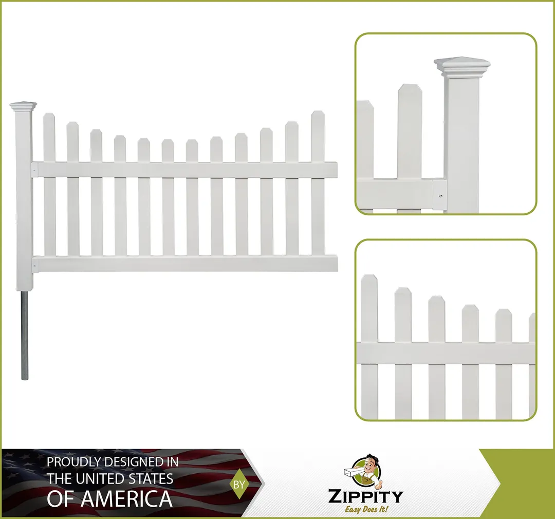 Zippity Outdoor Products All American 3.5-ft H x 6-ft W White Privacy Vinyl Scallop Fence Panel (Unassembled), photo 2 of 8