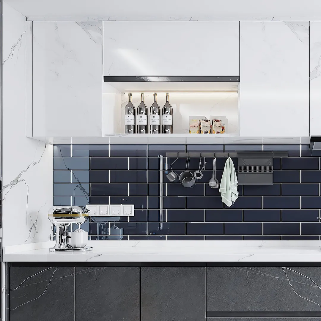 Giorbello Classic Premium Midnight Blue 4-in x 12-in Glossy Glass Subway Wall Tile (5-sq. ft/ Carton), photo 5 of 7