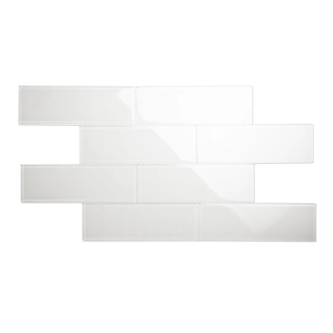 Giorbello Classic Premium Alabaster White 4-in x 12-in Glossy Glass Subway Wall Tile (5-sq. ft/ Carton), photo 2 of 7