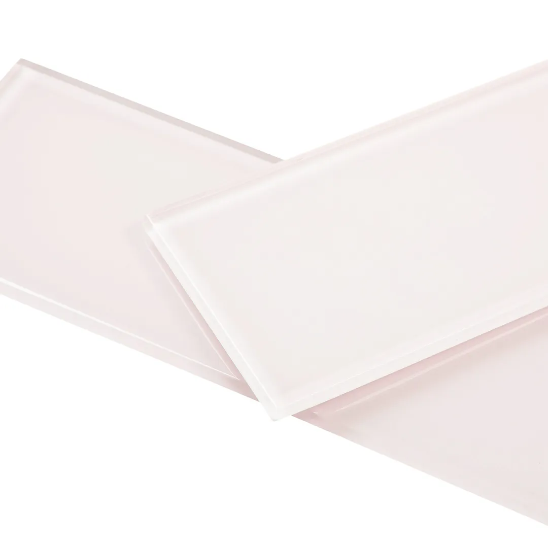 Giorbello (Sample) 4x12 glass subway tiles Rose Pale Pink 4-in x 12-in Glossy Glass Brick Subway Wall Tile, photo 2 of 6