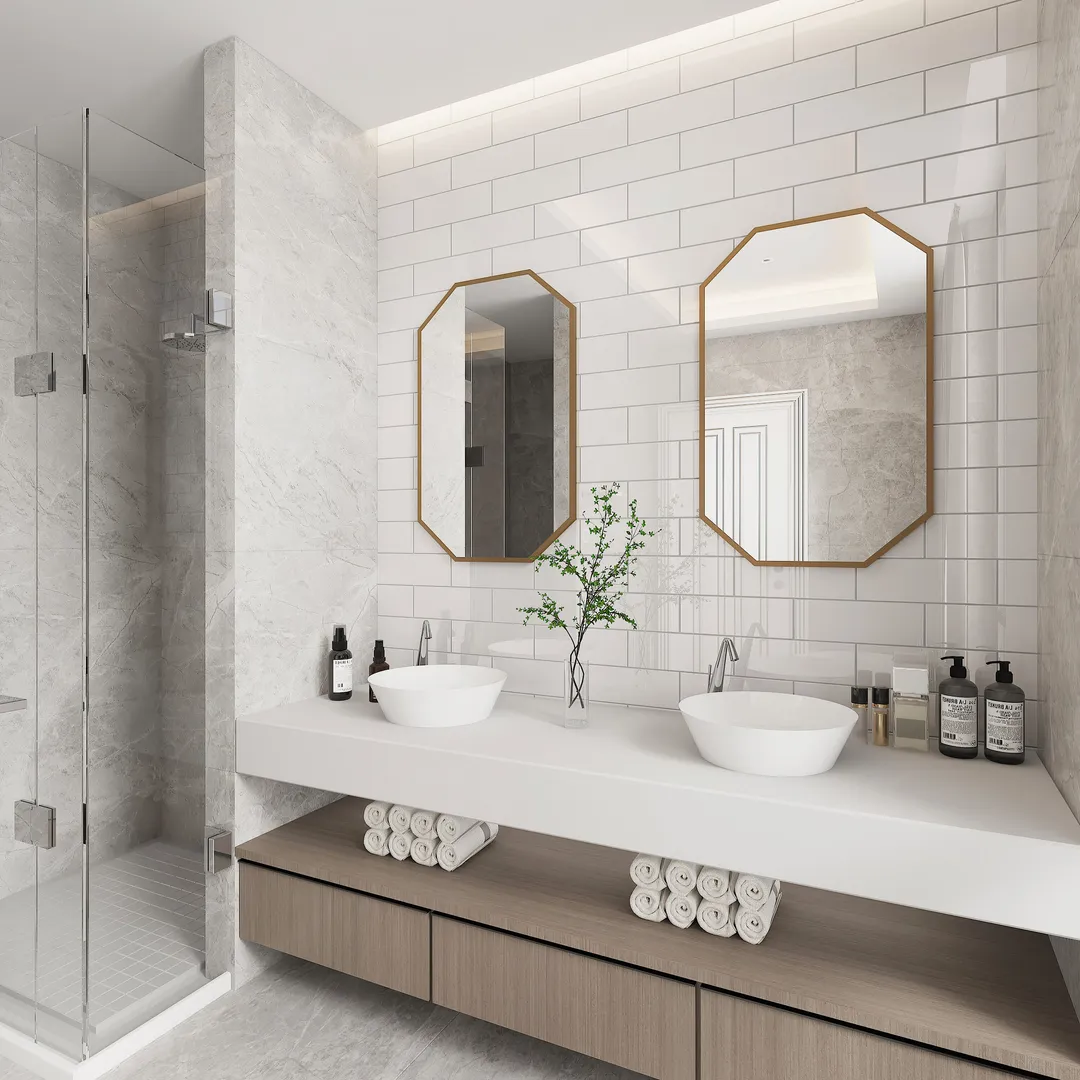 Giorbello (Sample) 4x12 glass subway tiles Agreeable Gray 4-in x 12-in Glossy Glass Brick Subway Wall Tile, photo 5 of 6