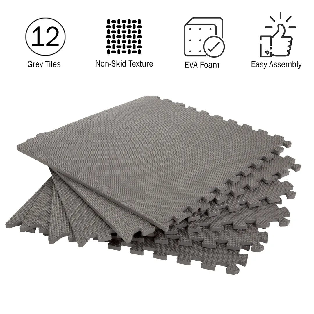 Stalwart 0.5-in W x 24-in L x 0.5-in T Interlocking Foam Gym Floor Tile (48-sq ft) (12-Pack), photo 4 of 7
