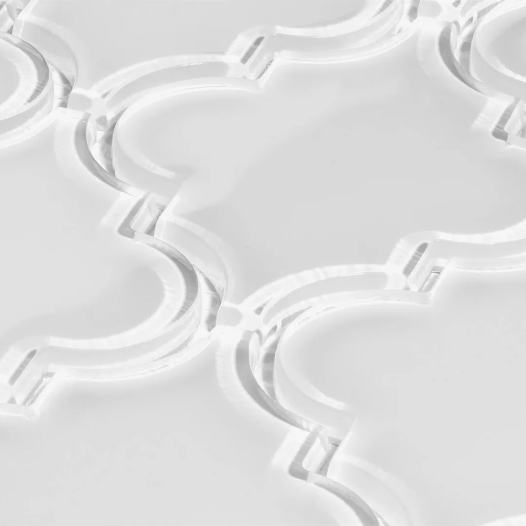 Giorbello (Sample) Glass Arabesque Tiles Bright White 4-1/2-in x 4-1/2-in Glossy Glass Lantern Subway Wall Tile, photo 2 of 5