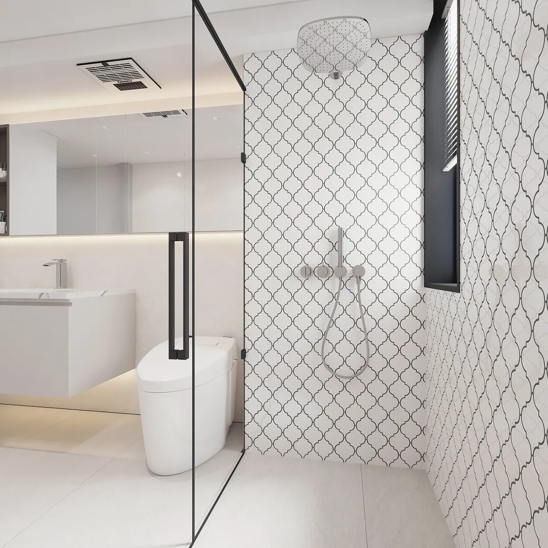 Giorbello Arabesque Mosaic Bright White 4-in x 4-in Glossy Glass Wall Tile (7.89-sq. ft/ Carton), photo 5 of 8