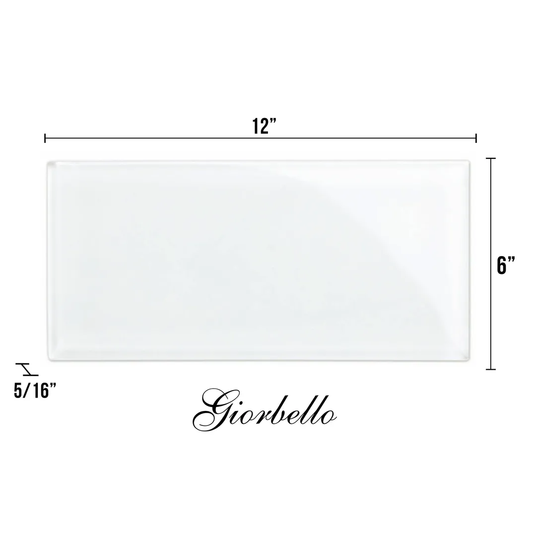 Giorbello (Sample) 6x12 Glass Subway Tiles Bright White 6-in x 12-in Glossy Glass Brick Subway Wall Tile, photo 5 of 5