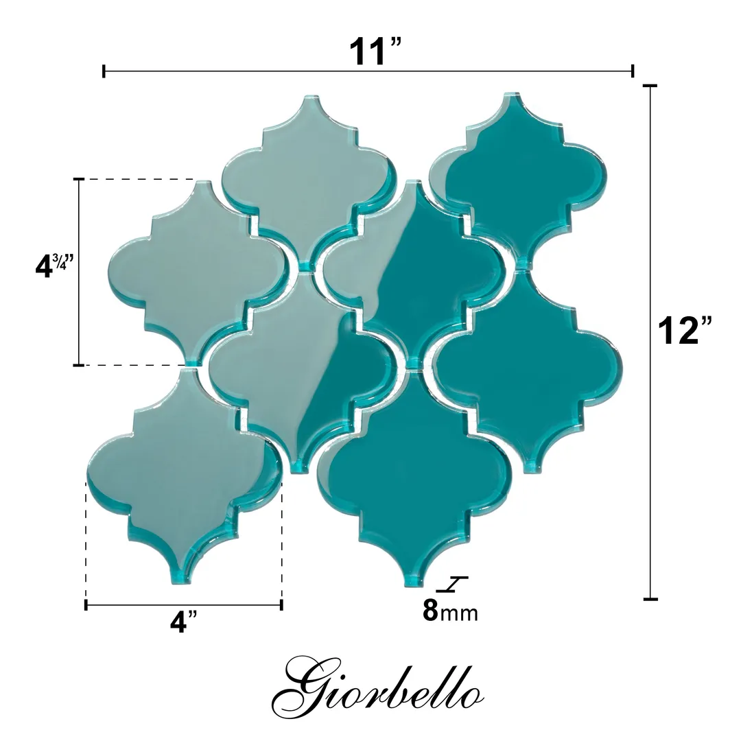 Giorbello Arabesque Mosaic Dark Teal 4-in x 4-in Glossy Glass Wall Tile (7.89-sq. ft/ Carton), photo 6 of 7