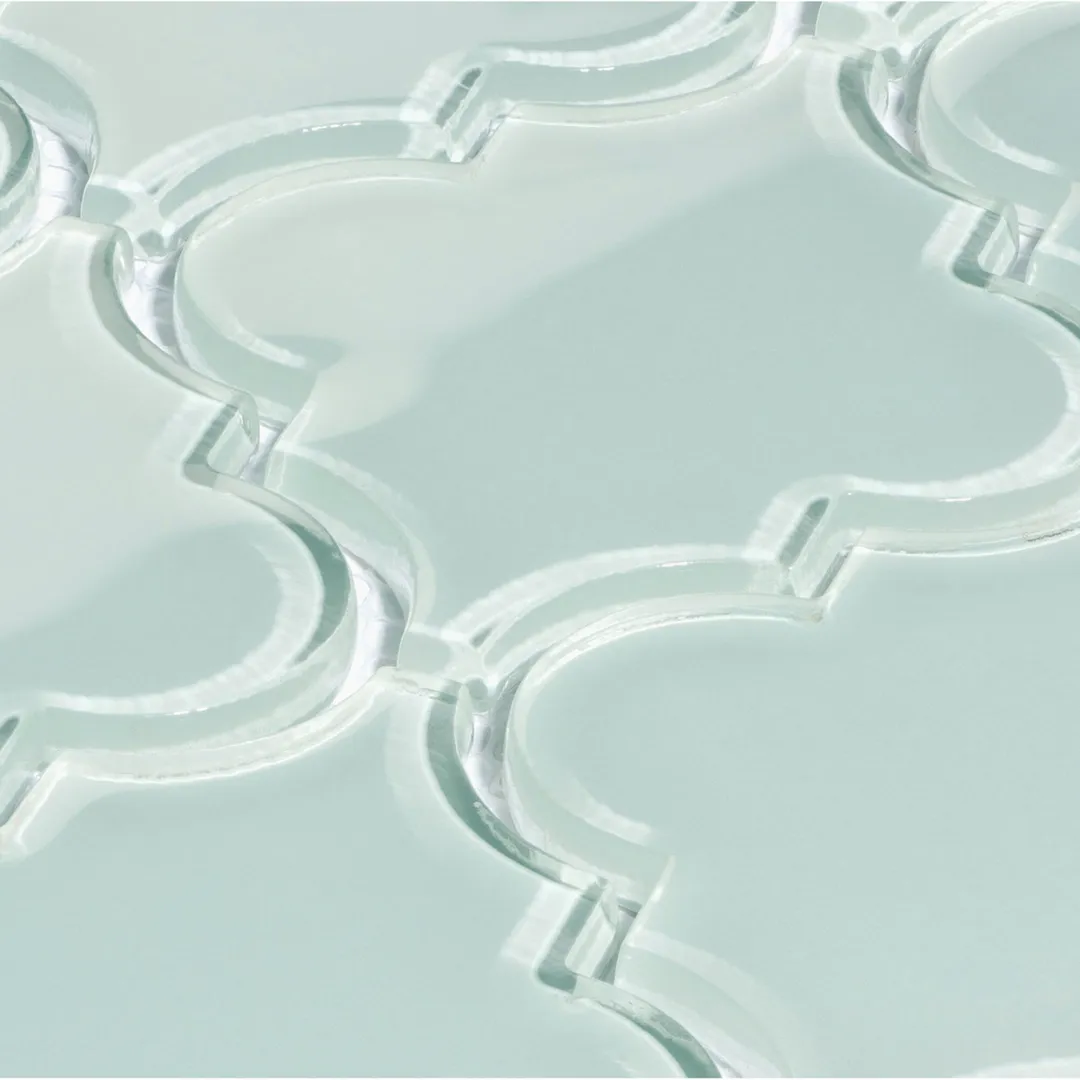 Giorbello (Sample) Glass Arabesque Tiles Baby Blue 4-in x 4-in Glossy Glass Lantern Subway Wall Tile, photo 2 of 5
