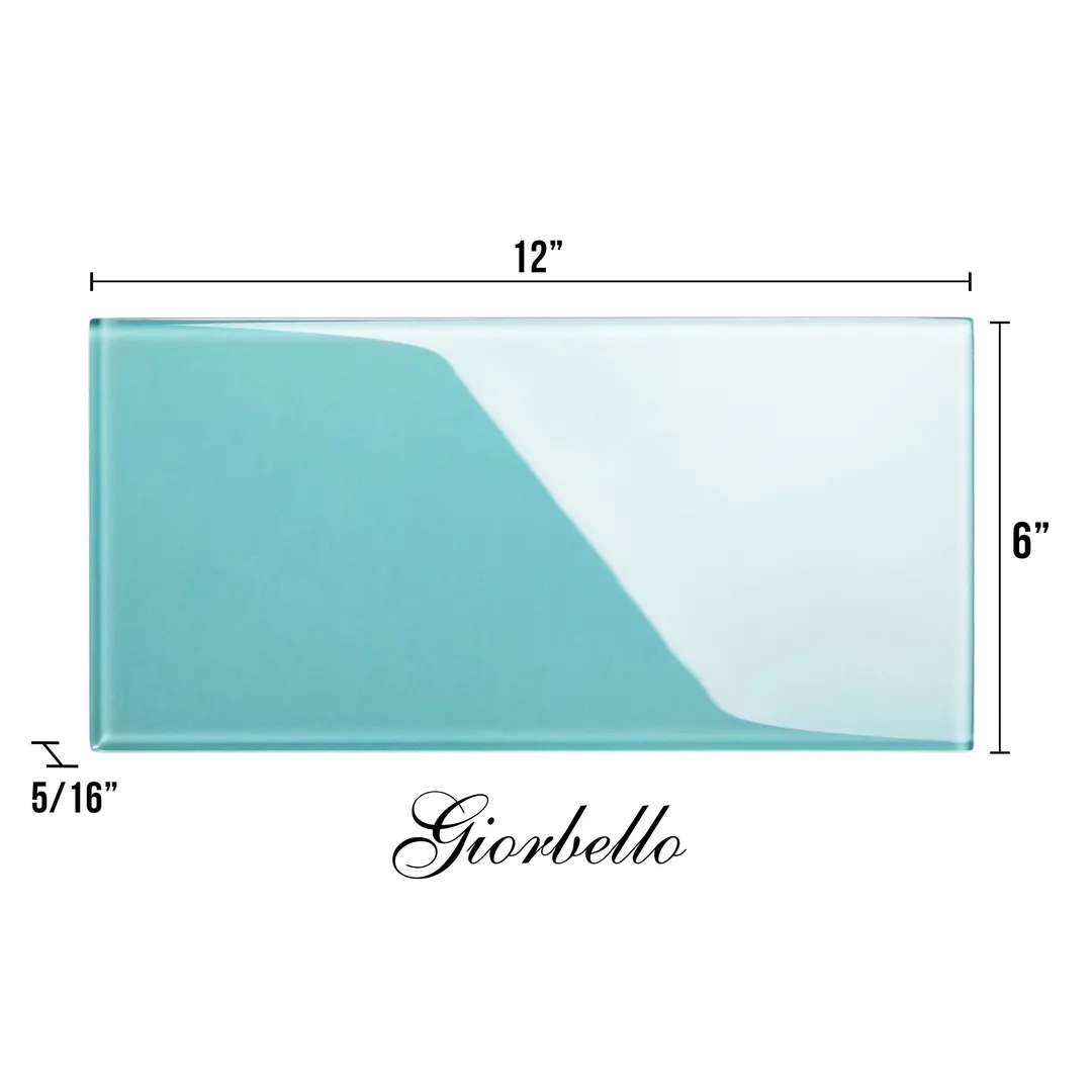 Giorbello (Sample) 6x12 glass subway tiles Teal 6-in x 12-in Glossy Glass Brick Subway Wall Tile, photo 5 of 5
