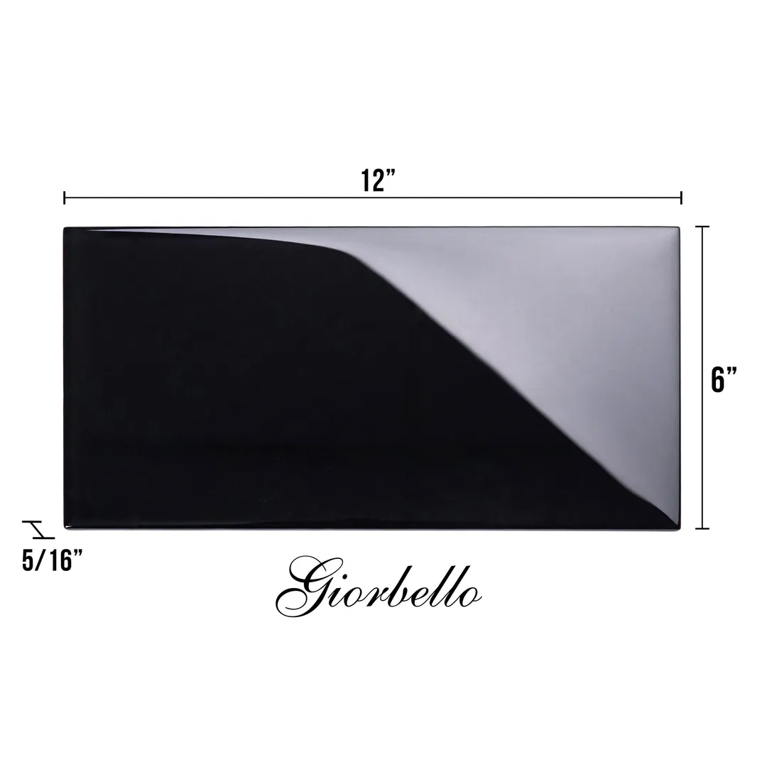 Giorbello Classic Premium Black 6-in x 12-in Glossy Glass Subway Wall Tile (5-sq. ft/ Carton), photo 7 of 7