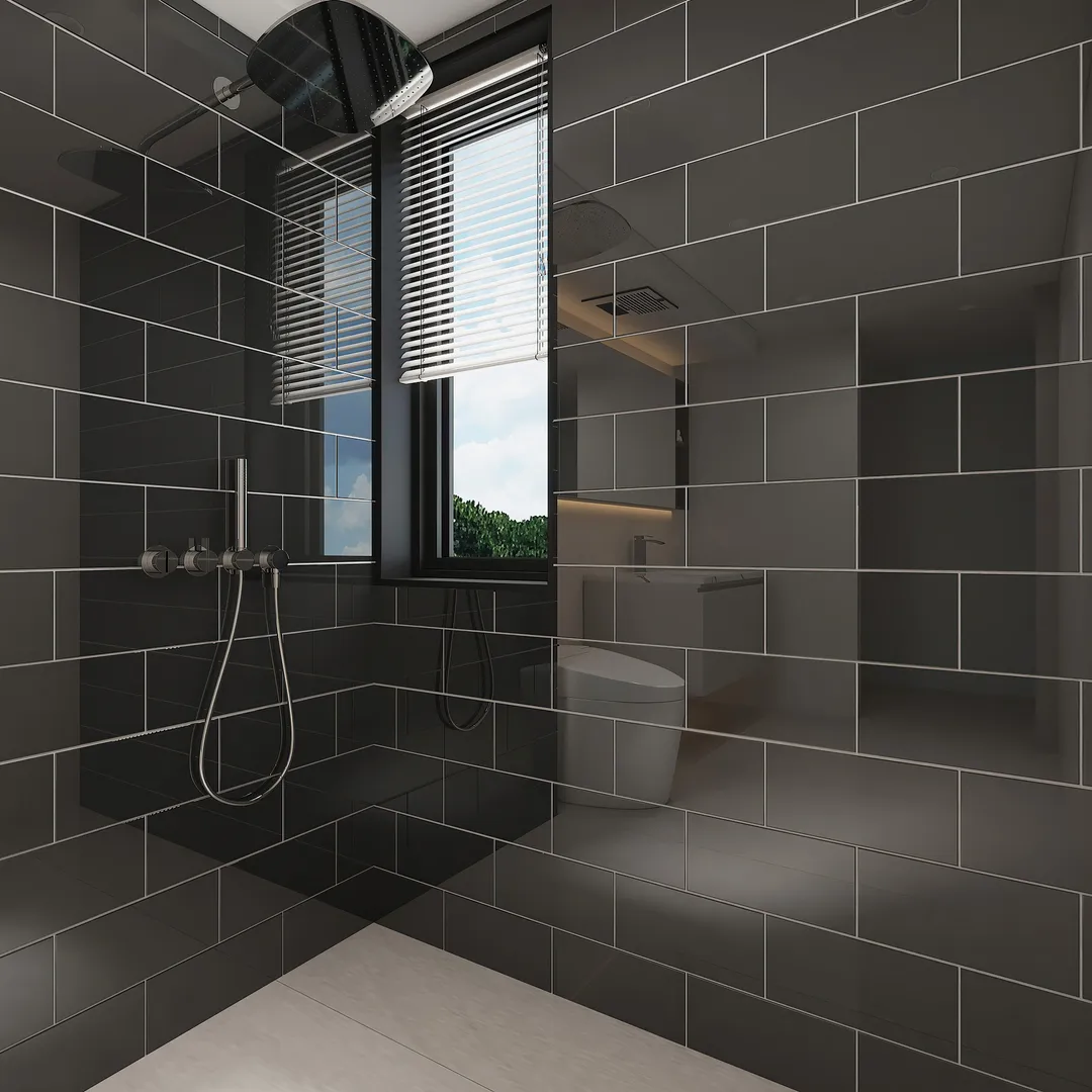 Giorbello Classic Premium Black 6-in x 12-in Glossy Glass Subway Wall Tile (5-sq. ft/ Carton), photo 4 of 7