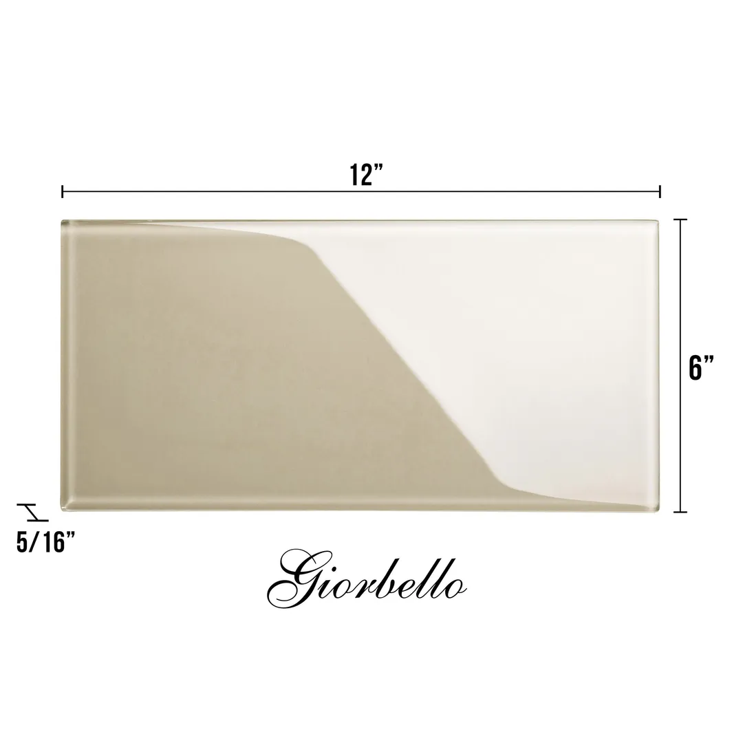Giorbello Classic Premium Light Taupe 6-in x 12-in Glossy Glass Subway Wall Tile (5-sq. ft/ Carton), photo 7 of 7