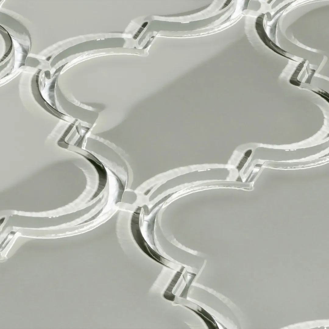Giorbello (Sample) Glass Arabesque Tiles Light Gray 4-1/2-in x 4-1/2-in Glossy Glass Lantern Subway Wall Tile, photo 2 of 5