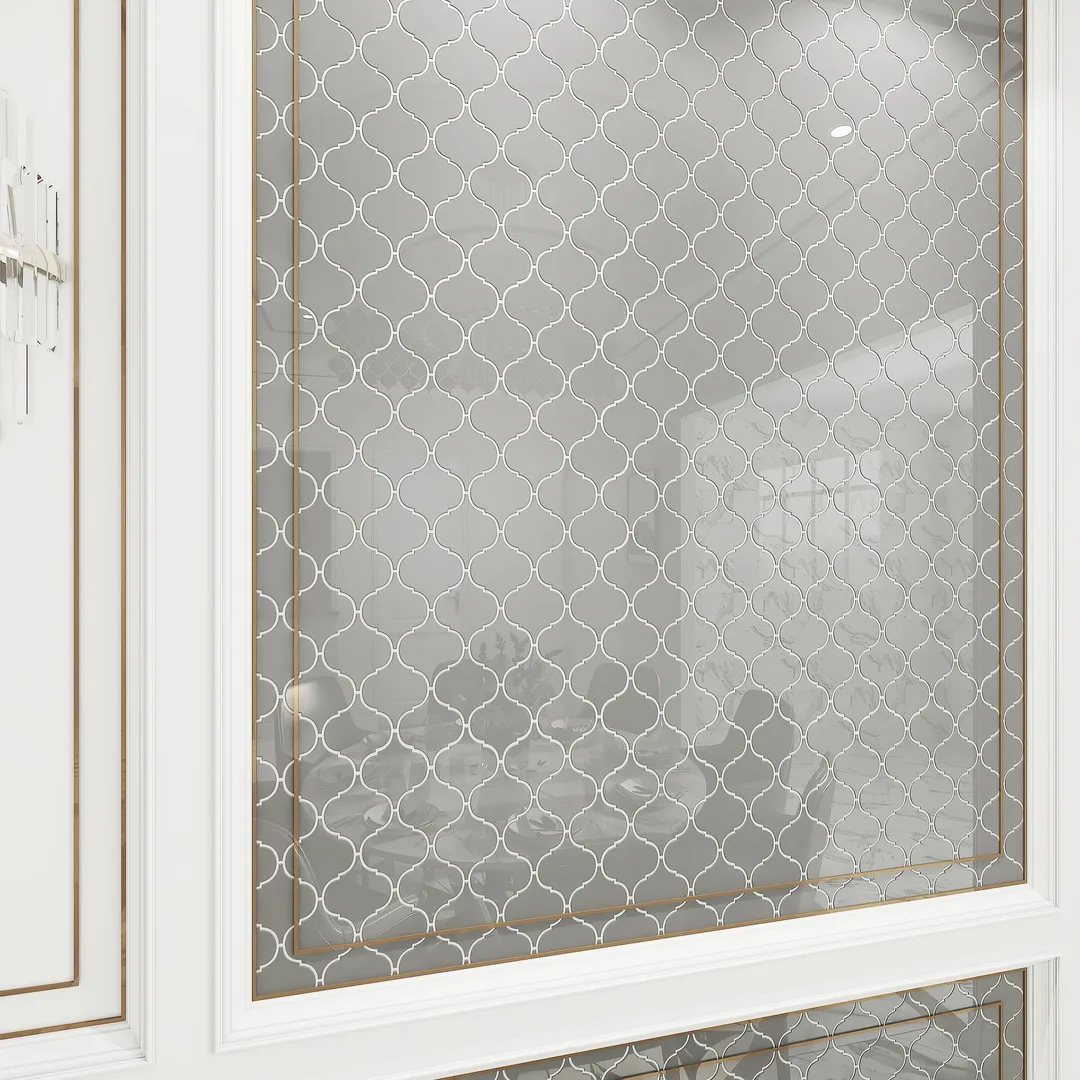 Giorbello (Sample) Glass Arabesque Tiles True Gray 4-1/2-in x 4-1/2-in Glossy Glass Lantern Subway Wall Tile, photo 3 of 5