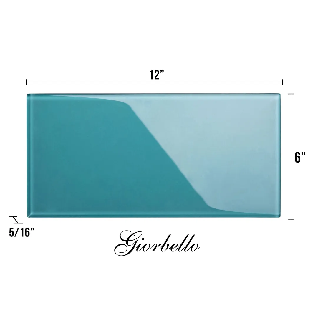 Giorbello Classic Premium Dark Teal 6-in x 12-in Glossy Glass Subway Wall Tile (5-sq. ft/ Carton), photo 7 of 7