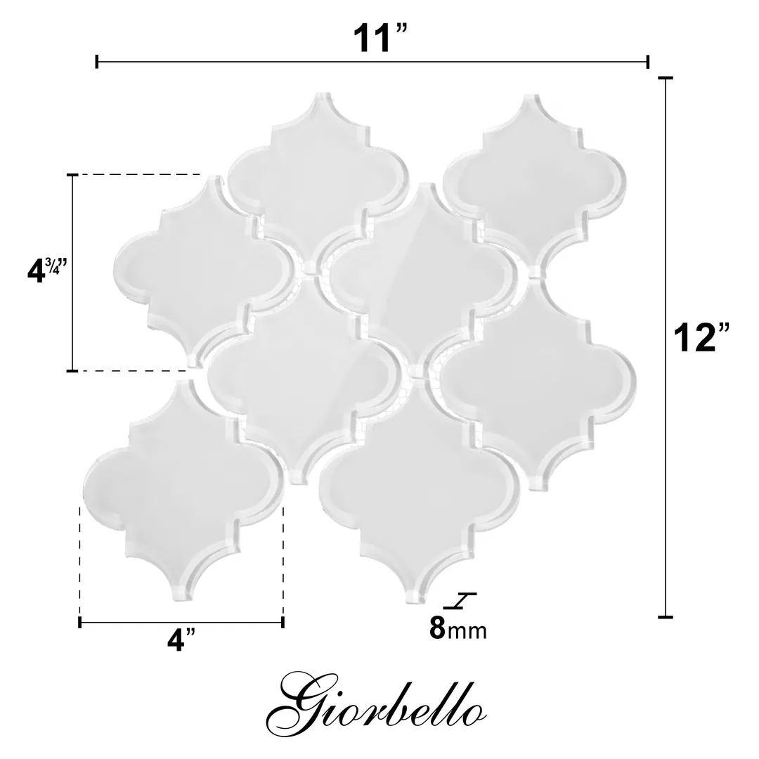 Giorbello Arabesque Mosaic Bright White 4-in x 4-in Glossy Glass Wall Tile (7.89-sq. ft/ Carton), photo 7 of 8
