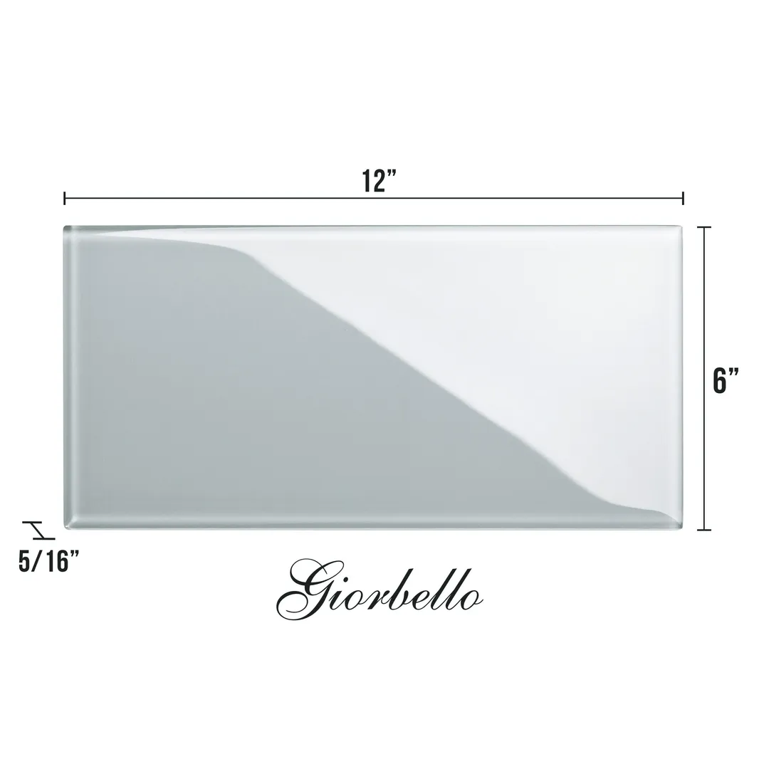 Giorbello Classic Premium True Gray 6-in x 12-in Glossy Glass Subway Wall Tile (5-sq. ft/ Carton), photo 7 of 7