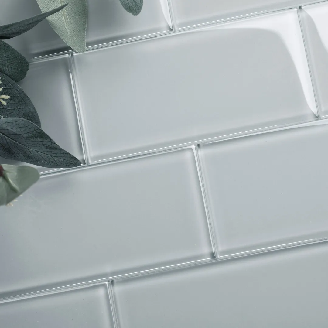 Giorbello Classic Premium True Gray 6-in x 12-in Glossy Glass Subway Wall Tile (5-sq. ft/ Carton), photo 6 of 7
