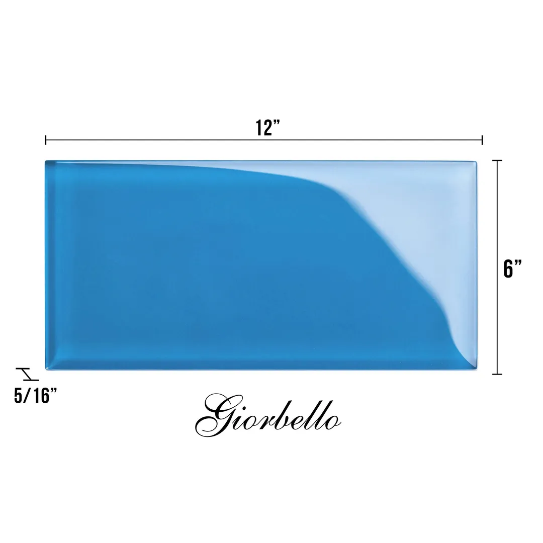 Giorbello Classic Premium Mediterranean Blue 6-in x 12-in Glossy Glass Subway Wall Tile (5-sq. ft/ Carton), photo 7 of 7