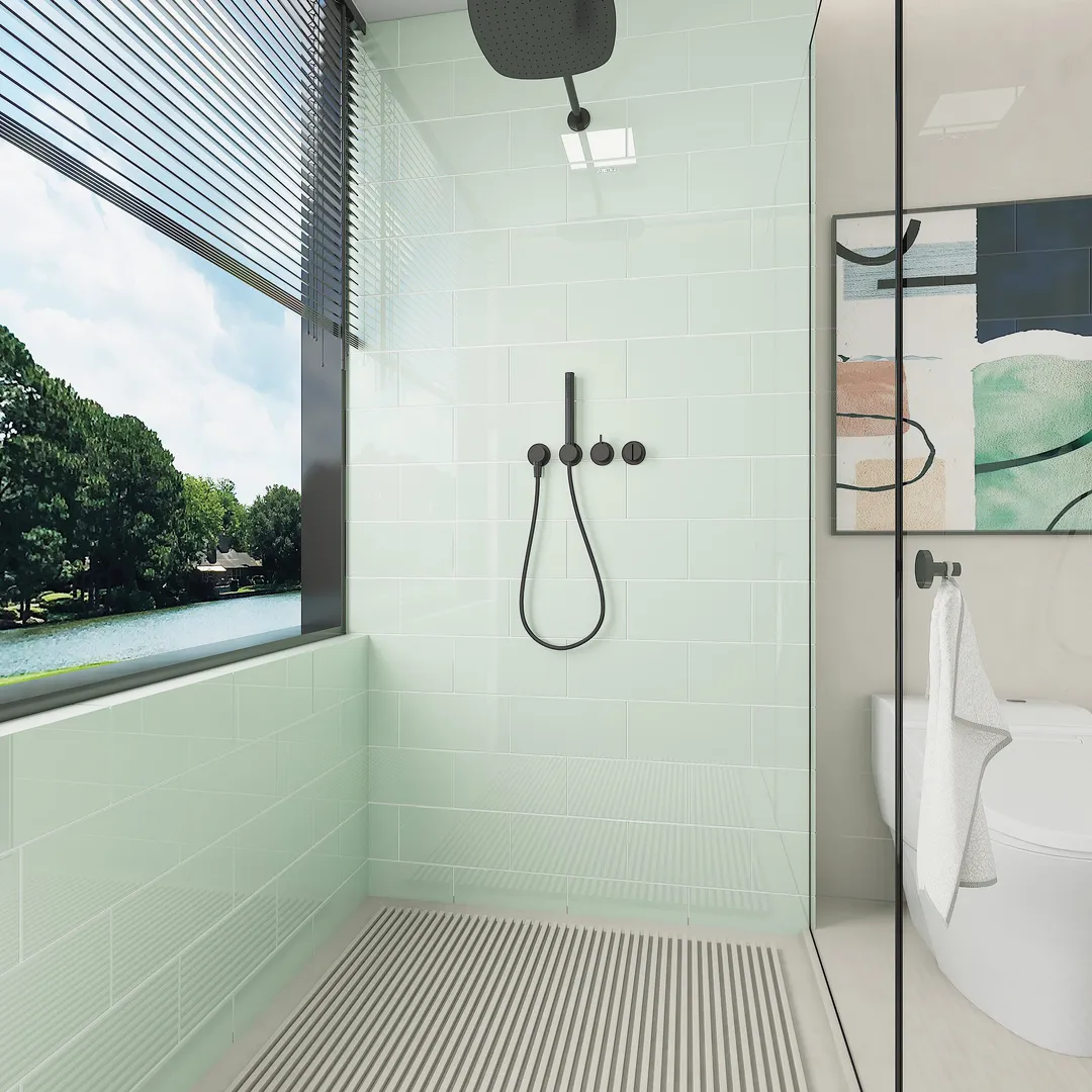 Giorbello Classic Premium Winter Sage 6-in x 12-in Glossy Glass Subway Wall Tile (5-sq. ft/ Carton), photo 4 of 7