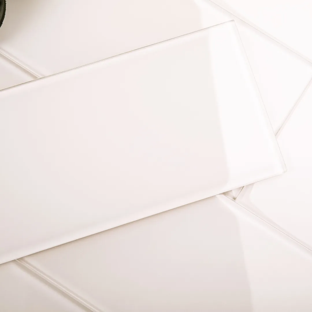 Giorbello (Sample) 6x12 glass subway tiles Rose Pale Pink 6-in x 12-in Glossy Glass Brick Subway Wall Tile, photo 3 of 5