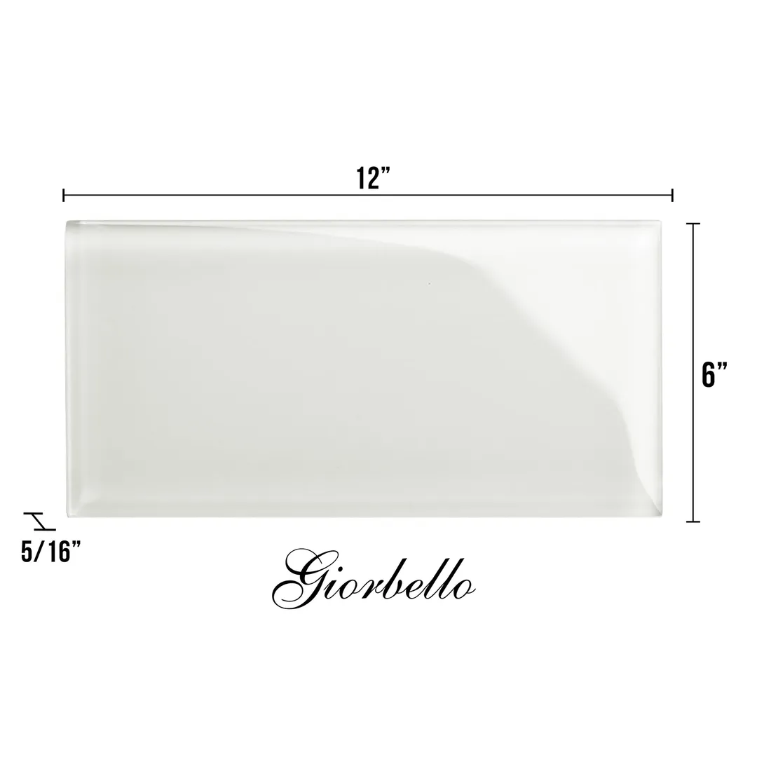 Giorbello (Sample) 6x12 glass subway tiles Agreeable Gray 6-in x 12-in Glossy Glass Brick Subway Wall Tile, photo 5 of 5
