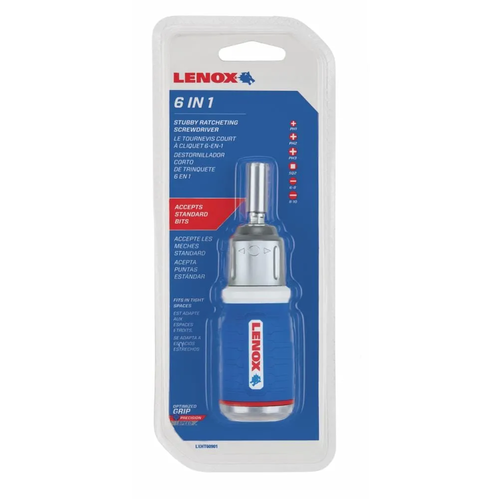 LENOX 7-Piece Stubby Ratcheting Multi-Bit Screwdriver Set, Magnetic 1-in Bit Holder, photo 2 of 5