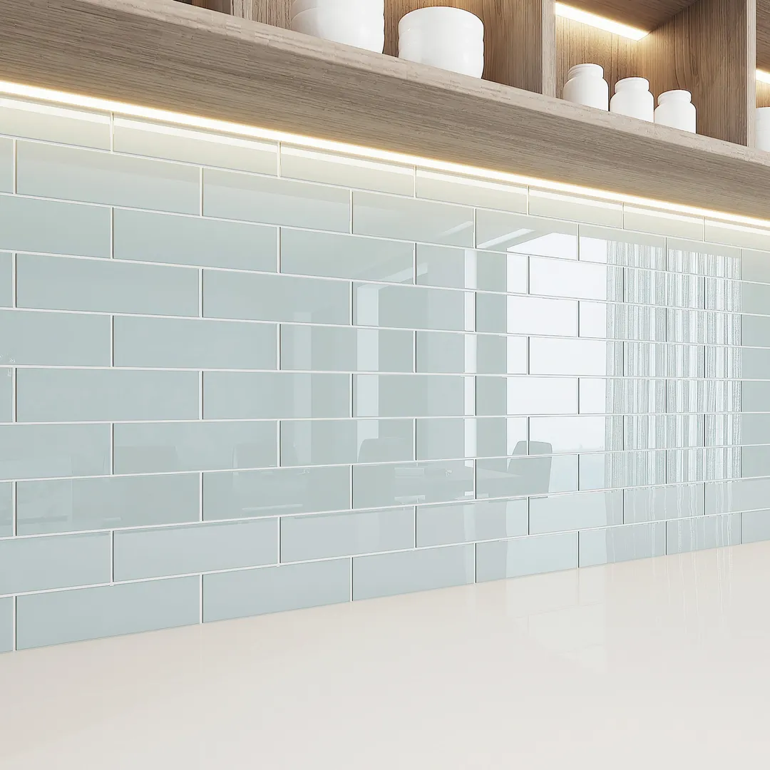 Giorbello (Sample) Glass Subway Baby Blue 3-in x 9-in Glossy Glass Tile, photo 4 of 4