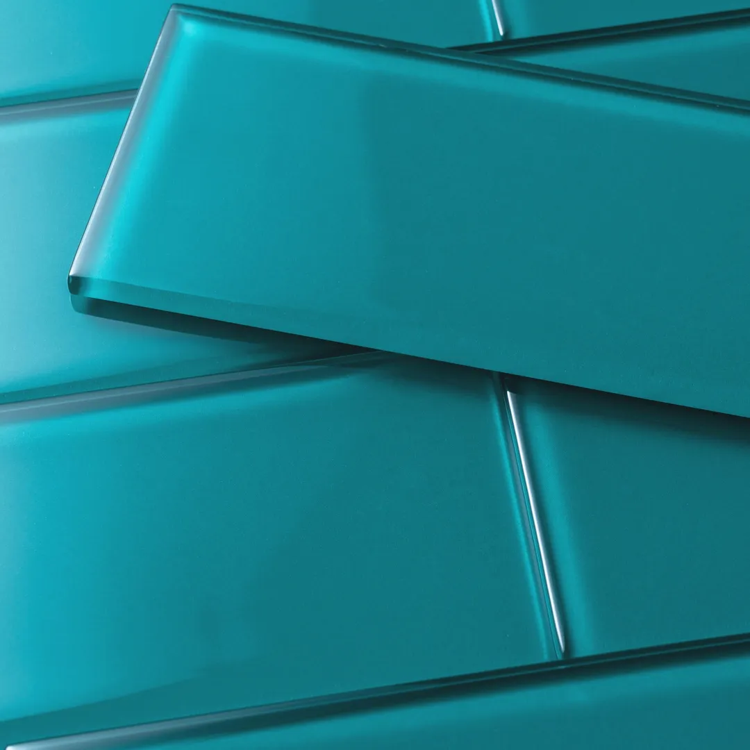 Giorbello Classic Premium Dark Teal 3-in x 9-in Glossy Glass Subway Wall Tile (5-sq. ft/ Carton), photo 2 of 7