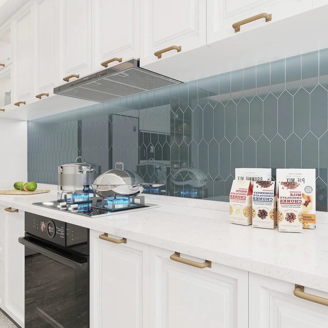 Giorbello Picket Hexagon Dark Slate 3-in x 9-in Glossy Glass Subway Wall Tile (5.8-sq. ft/ Carton), photo 5 of 7