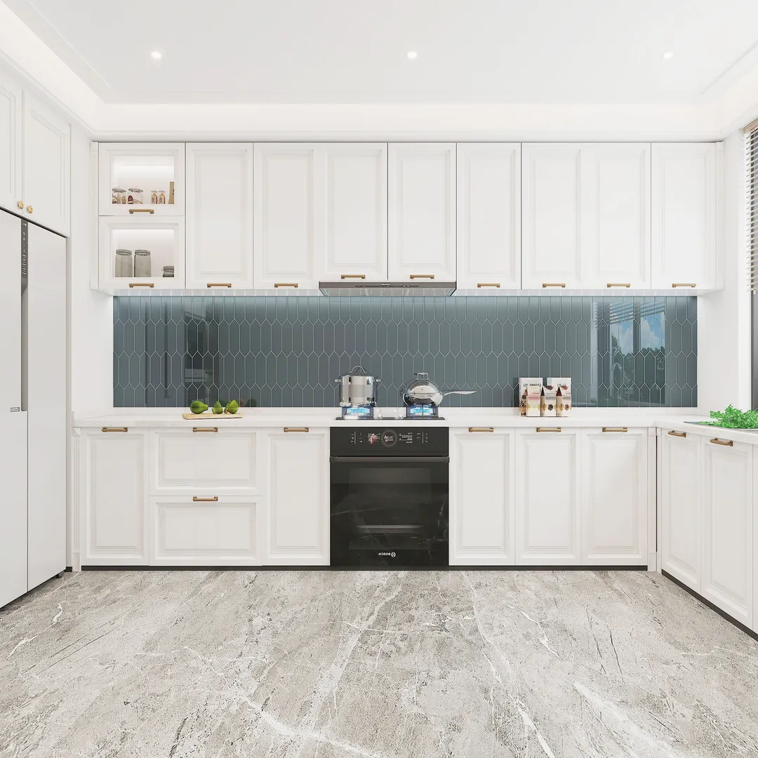 Giorbello Picket Hexagon Dark Slate 3-in x 9-in Glossy Glass Subway Wall Tile (5.8-sq. ft/ Carton), photo 6 of 7